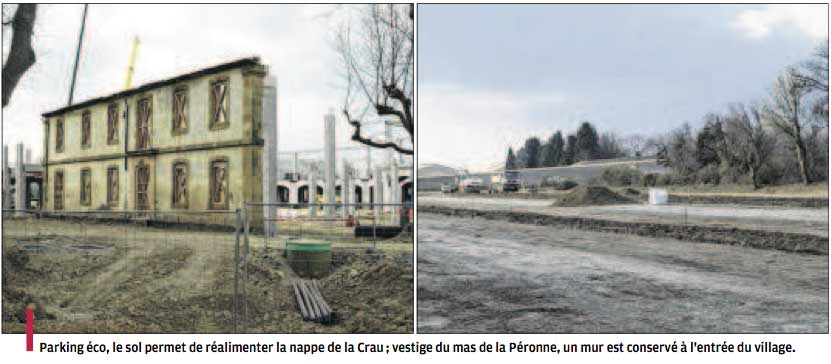 Parking éco et vestige du mas de la Péronne